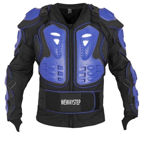 Motorcycle Protective Jacket Full Body Armor, Chest Spine Protection Dirt Bike Gear for Men Motocross MTB Racing - color: Blue, size: Medium