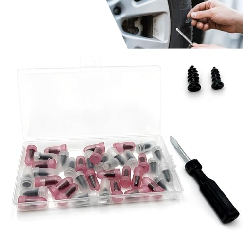 40PCS Car Tire Repair Nails Kit, Vacuum Tire Puncture Repair Screw Tool Kit, Outdoors Self-service Quick Puncture Maintenance Accessories, for Most Cars, Motorcycles, ATVs (Black)