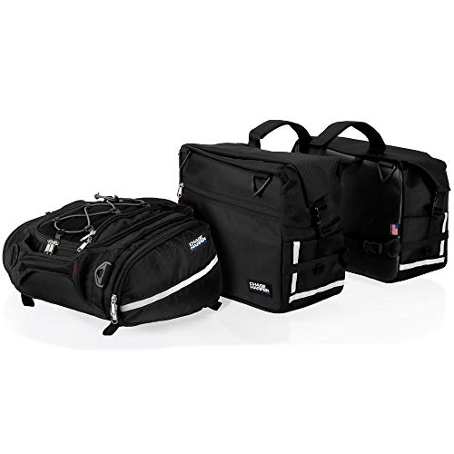 Chase Harper USA 4502 RipStream Traverse Pack - Strap Mount 4502 Tail Trunk and 3850 Saddle Bags - Water-Resistant, Tear-Resistant, Industrial Grade Ballistic Nylon - color: Black, size: Traverse Pack Combo