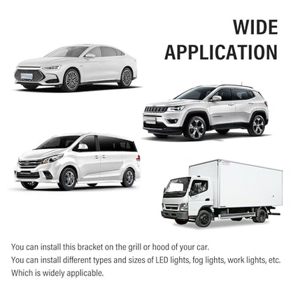 2PCS Car LED Light Bar Mounting Brackets with Hex Wrenches,Adjustable Car Accessories Hood Mount Light Brackets,Universal Car LED Grill Lights Bar Brackets for Car Truck SUV (Silver) - color: Silver