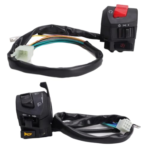 Motorcycle Handlebar Switch Assembly 22mm Left Right Controls with Choke Horn Turn Headlight Electric Start Compatible with Universal 22mm Handlebars(Left Right) - color: left right