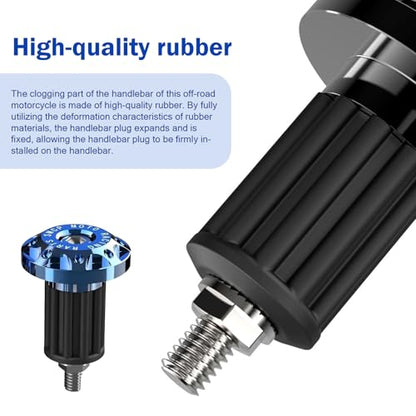2 PCS Motorcycle Bar End Plug, Aluminum Alloy Handlebar Grip End Caps for Electric Car Scooters, Off-Road Motorcycles (Blue) - color: Blue