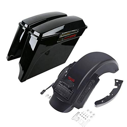 SLMOTO Saddle Bags, 5" Hard Saddlebags Rear Fender LED Light Fit For Harley Touring Road King Electra Glide Street Glide Road Glide Ultra 2009-2013 - color: Saddlebags + Smoke Fender Lens
