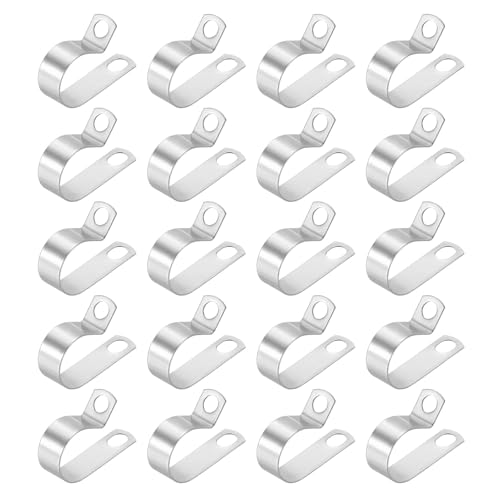 HARFINGTON 20pcs Metal Wire Clamp 1" Inch (25mm) R-Type Cable Clip 304 Stainless Steel Conduit Cable Clamp Cord Fastener Holder Strap Clip for Industrial Household Installation Pipe Wire - size: 1" (25mm)