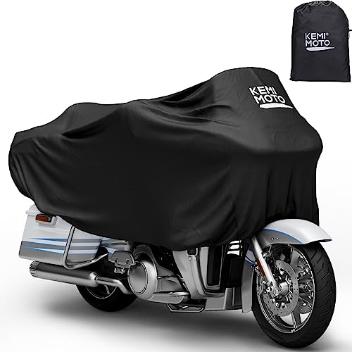 KEMIMOTO Heavy Duty 300D Waterproof Motorcycle Half Cover Fit for Trike, Touring, Touring Ultra Street Road Glide Road King 3 Wheel Tri Glide Goldwing Freewheeler Outdoor All Weather Protect - size: Touring,Trike