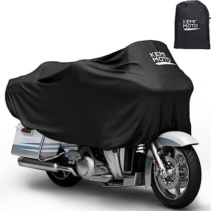 KEMIMOTO Heavy Duty 300D Waterproof Motorcycle Half Cover Fit for Trike, Touring, Touring Ultra Street Road Glide Road King 3 Wheel Tri Glide Goldwing Freewheeler Outdoor All Weather Protect - size: Touring,Trike