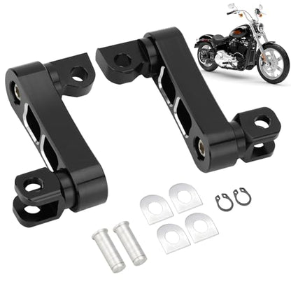 Highway Footpegs Adjustable Passenger Foot Pegs 2 1/4" Extension Brackets FootPeg Conpatible for Harley Dyna Sportster Softail Touring with Support Foot Pegs (Black White) - color: Black White