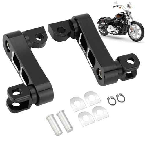 Highway Footpegs Adjustable Passenger Foot Pegs 2 1/4" Extension Brackets FootPeg Conpatible for Harley Dyna Sportster Softail Touring with Support Foot Pegs (Black White) - color: Black White
