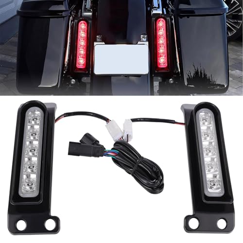 LED Filler Panel Lights Rear Fender Light Turn Signals Lamp Brake Tail Lights Fit for Harley Touring Electra Glide Ultra Limited Road King Road Glide 2014-2024(Black Housing Transparent Lens) - color: Black Housing Transparent Lens