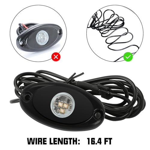 SUNPIE 20 Pods White Rock Lights – Quick Connect, 3 High Power Chips, 5M Extension Wires, Mounting Pads Included, 6000K Pure White, IP67 Waterproof, Fits Trucks, SUV, ATV, UTV, Trailer - color: White, size: 20 Pods