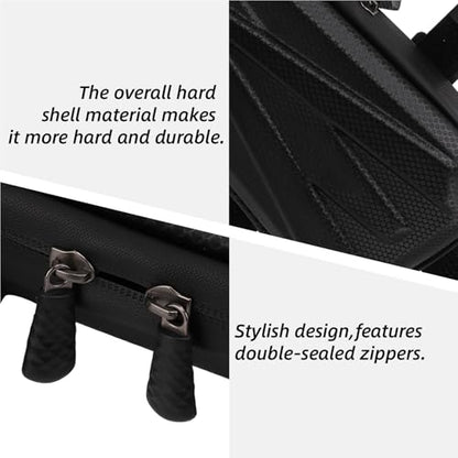 OUKENS Motorcycle Tail Bag, Universal EVA Hard Shell Triangle Waterproof Motorcycle Side Bag Bike Luggage Storage with Double Sealing Zippers, Black