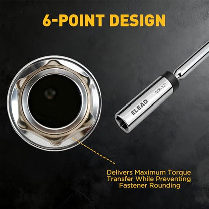 5/8" Swivel Magnetic Spark Plug Socket, 3/8" Drive x 12" Total Length, Thin Wall Spark Plug Removal Tool, 360 Degree Swivel, Enhanced Magnetic, 6-Point Design, Cr-V Steel - size: 5/8" x 12"