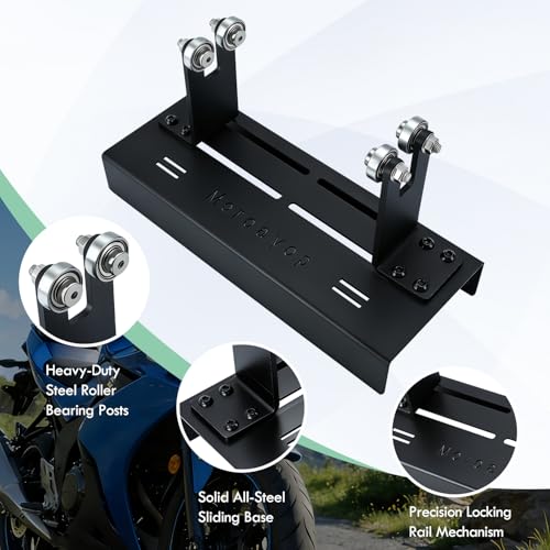 Motorcycle Moped Crank Crankshaft Truing Stand Runout Measurement Tool with Long Track Base & Steel Roller Bearing Posts for Dirt Bikes Scooters Mopeds