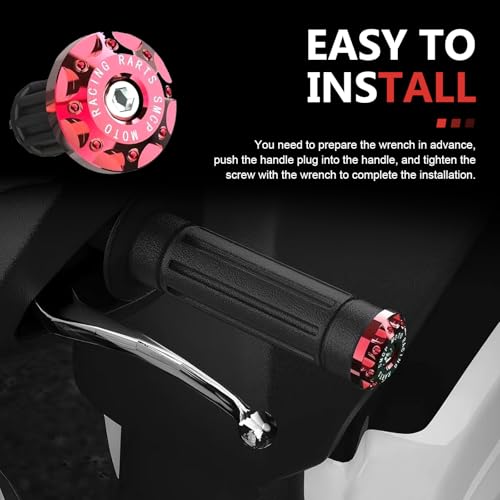2 PCS Motorcycle Bar End Plugs, 7/8" Anti-vibration Balance Weight Grip Cap, Alloy Rustproof Handlebar End Plug, Modified Replacement for E-bike Scooter Off-road Motorcycle (Red) - color: Red