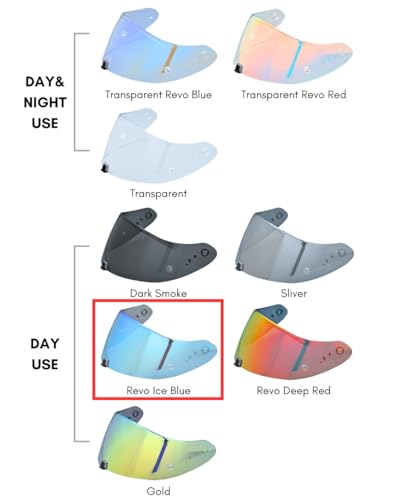 Compatible With EX0 T520 Motorcycle Helmet Visor R1 Air Face Helmet Shield Replacement ST1400 Tinted Visor (Revo Ice Blue) - color: Revo Ice Blue