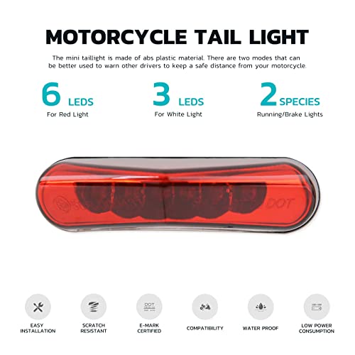 Motorcycle Led Brake Tail light License Plate Light 12V Universal Motorcycle Stop Running Lights for Quad ATV Dirt Bike Custom Chopper Street Bike - color: Red Len#2