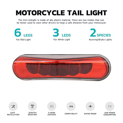 Motorcycle Led Brake Tail light License Plate Light 12V Universal Motorcycle Stop Running Lights for Quad ATV Dirt Bike Custom Chopper Street Bike - color: Red Len#2