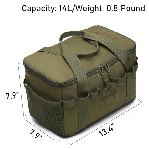 Tactical Camping Storage Bag 14L Tactical Utility Tote Bag Camping Cookware Organizer Trunk Organizer - color: OD Green