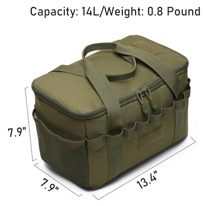 Tactical Camping Storage Bag 14L Tactical Utility Tote Bag Camping Cookware Organizer Trunk Organizer - color: OD Green