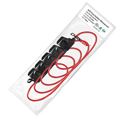 [UL Wire] Chanzon 5Pcs 12awg Standard/ATC/ATO Fuse Holder Waterproof Inline Marine (Maxium 35A) for Blade Fuses Automotive Car Motorcycle - size: A) 12AWG