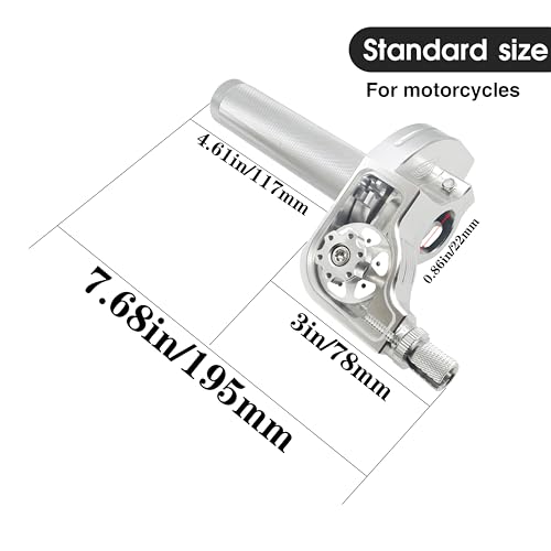 Motorcycle Throttle Grip 7/8" 22mm CNC Aluminum Quick Twister with Throttle Cable for KLX CR CRF EXC XR CRF50 CRF230 50 110 125 230 250 Dirt Pit Bike Motocross Motorbike Quad ATV - color: Silver