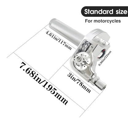 Motorcycle Throttle Grip 7/8" 22mm CNC Aluminum Quick Twister with Throttle Cable for KLX CR CRF EXC XR CRF50 CRF230 50 110 125 230 250 Dirt Pit Bike Motocross Motorbike Quad ATV - color: Silver