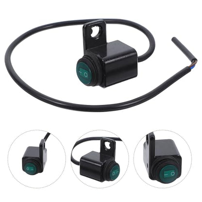 Abaodam Motorcycle Waterproof Handlebar Switch with Green LED Light, Alloy Mirror Mount for Auxiliary Headlight and Turn Signal Control, Universal Fit for Motorbike, Scooter, ATV, Utv