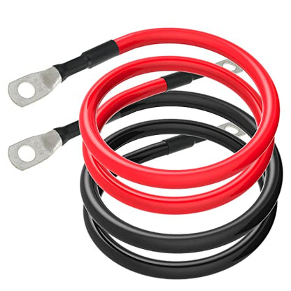6 AWG Battery Cables 6 Gauge Battery Power Inverter Cable with 5/16 Inch Tinned Copper Lugs Both Ends for Solar Marine Boat RV Car Motorcycle 2 pcs (18 in) - size: 18 in