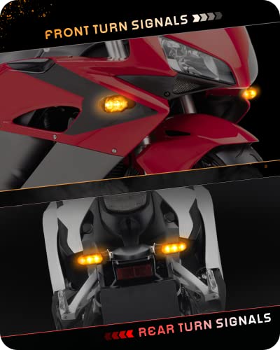4PCS Universal Motorcycle Turn Signals Front Rear LED Turn Signal Light Mini Amber Blinkers for Motorbike Scooter Quad Cruiser Off Road Touring - color: amber