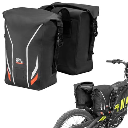 KEMIMOTO Motorcycle Saddlebags,Waterproof Luggage Bag with Surron support frame, Bike Panniers Compatible with Sur-Ron Light Bee X and S X160 X260 Grom Navi Dirt Bike Mini Motorcross Sport Bike 12L
