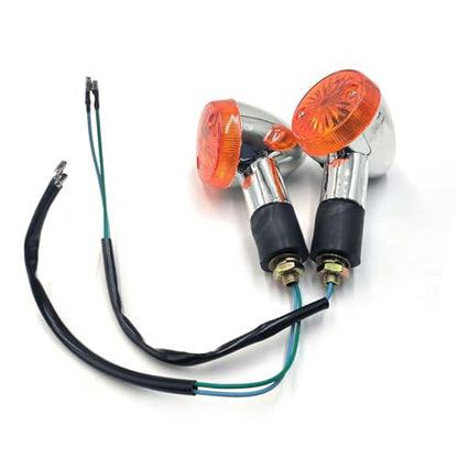 2pcs Motorcycle Turn Signals Chrome Bullet Front Rear Amber Blinker Lights Indicator Compatible with Honda Harley Kawasaki Suzuki Yamaha ATV