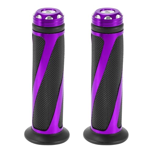 Motoforti 7/8" 22mm 15/16" 24mm Universal Motorcycle Hand Grips Cover Rubber Aluminum Alloy Handlebar Cover for Motorcycle Scooter Bicycle Black Purple 1 Pair - color: Purple