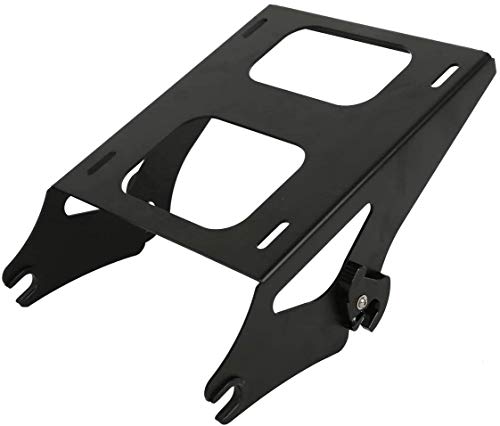 TCT-MOTORPARTS Chopped Tour Luggage Trunk Backrest & Mount Rack Fit for 2014-2025 Harley Touring Harley Ultra Limited Road King Street Glide Special - color: Gloss Black Chopped Trunk+Black Rack#1