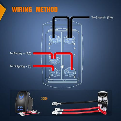 Nilight Alien Lights Rocker Switch Led Light Bar 5 Pin Laser On Off SPST switches 20A/12V 10A/24V Switches Blue with Jumper Wires Set for Cars Trucks Boats ATVs UTVs RVs - size: ALIEN LIGHTS