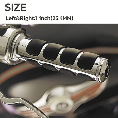 DREAMIZER 25.4MM Motorcycle Handlebar Grips 1 inch Compatible with Honda Shadow Spirit 750 Valkyrie Fury VTX1300 VTX1800 VT400 VT750 VT1100 - Smooth - style: Flat-chrome