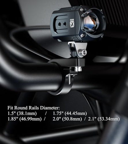 BRCOVAN 2PCS, Metal Light Bar Mounts, Off-Road LED Light Mounting Bracket | Fit for Round Rails / Roll Cage Bars 1.5" 1.75'' 1.85" 2'' 2.1" in Diameter, for Motorcycle ATV UTV Car Boat Truck