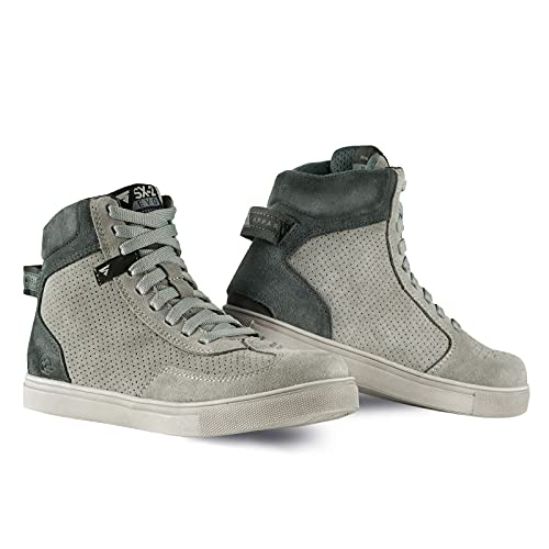 SHIMA SX-2 EVO Motorcycle Shoes for Men - Breathable, Reinforced Leather Biker Motorcycle Boots Men with Ankle Support - color: Women Grey, size: 7.5