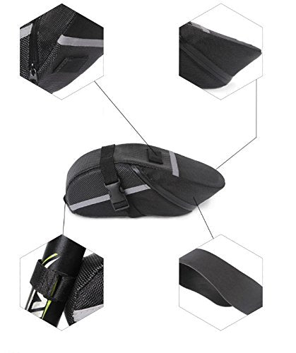 BlueSunshine Bicycle Strap-On Bike Saddle Bag Under Seat Bag Cycling Bag (Black)