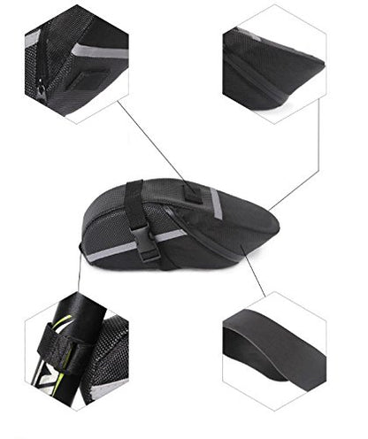 BlueSunshine Bicycle Strap-On Bike Saddle Bag Under Seat Bag Cycling Bag (Black)