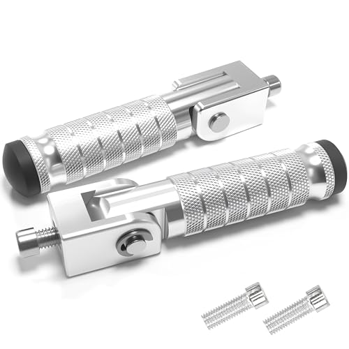 M8 Universal CNC Motorcycle Foot Pegs Degree Foldable Bike Pegs Aluminum Fit Electric Car Motorbike Scooter Mini Bike Ebike Dirt Bike Go Kart Honda Yamaha Suzuki Aprilia Super73 (Silver, Type A) - color: Silver, size: Type A