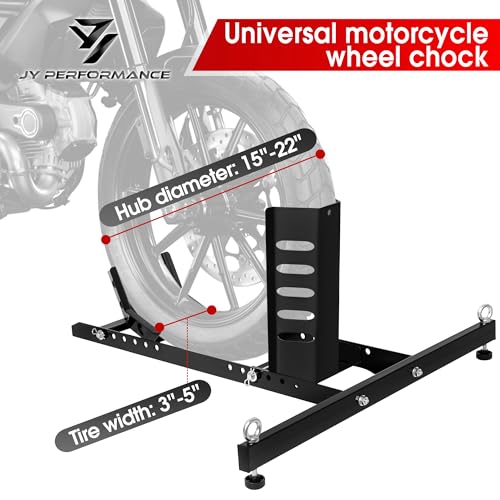 JY PERFORMANCE Motorcycle Wheel Chock, Universal Heavy Duty Front Wheel Stand for Trailer, Cruiser, Sports & Dirt Bikes, 1800 lb Capacity Adjustable Wheel Stand for 15"-22" Wheels - style: Motorcycle Wheel Chock