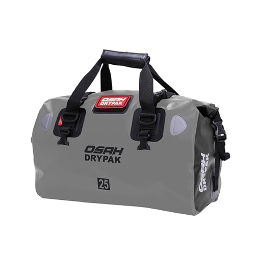 Waterproof Duffel& Luggage Bag - Motorcycle Dry Bag Tail Saddle Bags with Roll Top Closure,Large Storage Space,for Camping, Kayaking, Fishing & Traveling(Grey, 25L) - color: Grey, size: 25L