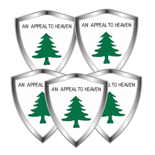an Appeal to Heaven Flag Decal Sticker - Small Pine Tree Flags Shield Shape Reflective Vinyl Car Stickers - for Car Window Bumper Laptop Waterproof Sticker (5Pcs) - color: Small Saplings