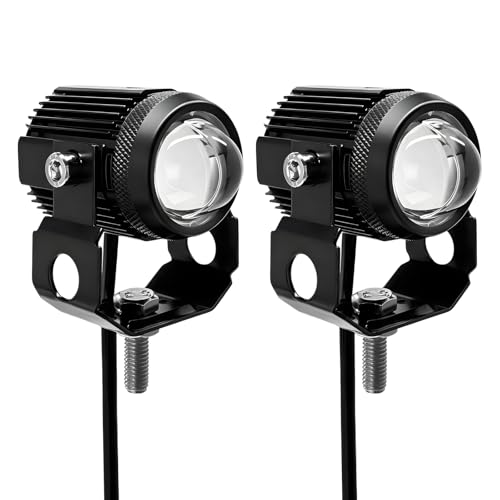 2 PCS Motorcycle LED Driving Fog Lights, 15W LED Pods Projector Lights High Low Beam Auxiliary Spotlight, 12-80V 2000 Lumens Headlights Fog Lamps for Motorcycles ATVs UTVs