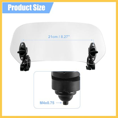 28.5cm Motorcycle Windshield Motorcycle Wind Deflector Clear Lens Adjustable Clip Windshield Extension Universal Fit for Most Motorcycle Scooter Auto Replacement Parts