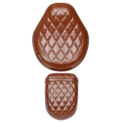 Motorcycle Rider & Passenger Comfort Seat Fit for Rebel 1100 CMX1100 2021 2022 2023 2024 2025 2026, Front Rear Solo Saddle Back Cushion Pillion Pad, Brown Stitching - color: Front & Rear - Brown-A