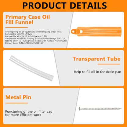Oil Change Kit Compatible with Harley-Davidson, Complete Motorcycle Oil Change Tool Set with Filter Cap Wrench, Fill Tools & 30Pcs O-Rings