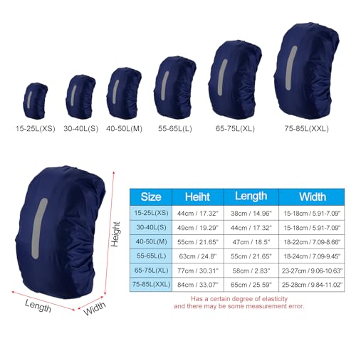 PATIKIL Waterproof Backpack Rain Cover, Non-Slip Backpack Cover with Vertical Reflective Strap Stay Dry for Hiking, Camping, Hunting - color: Dark Blue, size: Large
