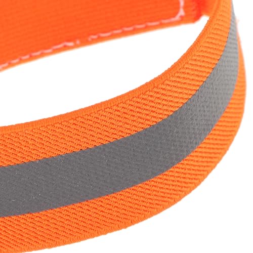4pcs Reflective Cycling Leg Bands and Arm Bands, High Visibility Adjustable Safety Straps for Night Running, Walking, and Mountain Biking, Orange