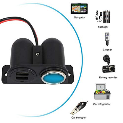 VizGiz Car Under Dash Mount Cigarette Lighter 3.1A Dual USB Power Charger Outlet Socket Plug Adapter Quick Charge DC Splitter Dashboard Expansion for 12V/24V Vehicle Truck SUV Motorcycle Boat